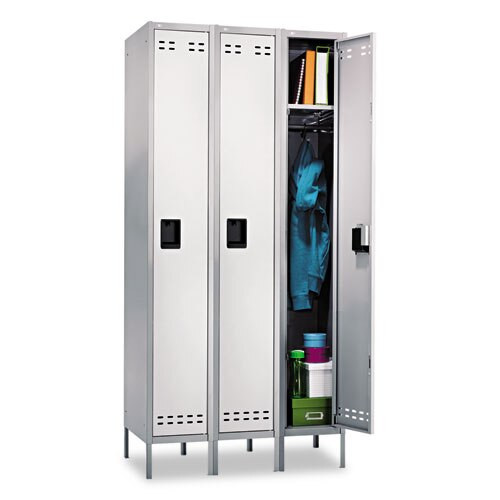 Single-tier, Three-column Locker, 36w X 18d X 78h, Two-tone Gray Single-tier, Three-column Locker, 36w X 18d X 78h, Two-tone Gray