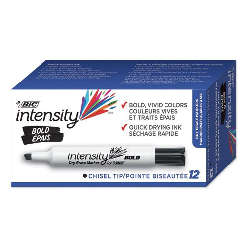 Intensity Bold Tank-style Dry Erase Marker, Broad Chisel Tip, Blue, Dozen