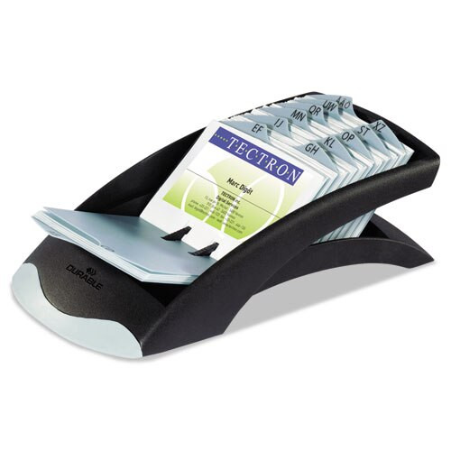 Visifix Desk Business Card File, Holds 200 4 1/8 X 2 7/8 Cards, Graphite/black Visifix Desk Business Card File, Holds 200 4 1/8 X 2 7/8 Cards, Graphite/black