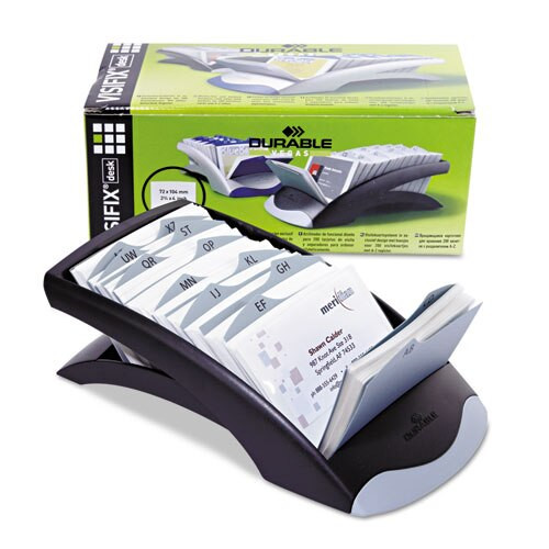 Visifix Desk Business Card File, Holds 200 4 1/8 X 2 7/8 Cards, Graphite/black Visifix Desk Business Card File, Holds 200 4 1/8 X 2 7/8 Cards, Graphite/black