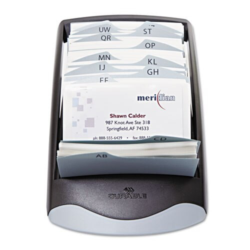 Visifix Desk Business Card File, Holds 200 4 1/8 X 2 7/8 Cards, Graphite/black Visifix Desk Business Card File, Holds 200 4 1/8 X 2 7/8 Cards, Graphite/black