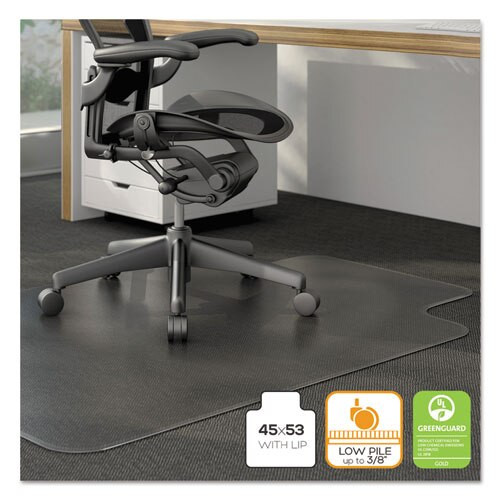 Moderate Use Studded Chair Mat For Low Pile Carpet, 45 X 53, Wide Lipped, Clear Moderate Use Studded Chair Mat For Low Pile Carpet, 45 X 53, Wide Lipped, Clear
