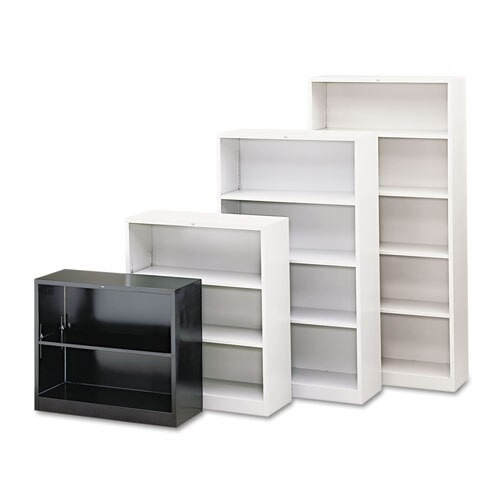 Metal Bookcase, Three-shelf, 34-1/2w X 12-5/8d X 41h, Charcoal Metal Bookcase, Three-shelf, 34-1/2w X 12-5/8d X 41h, Charcoal
