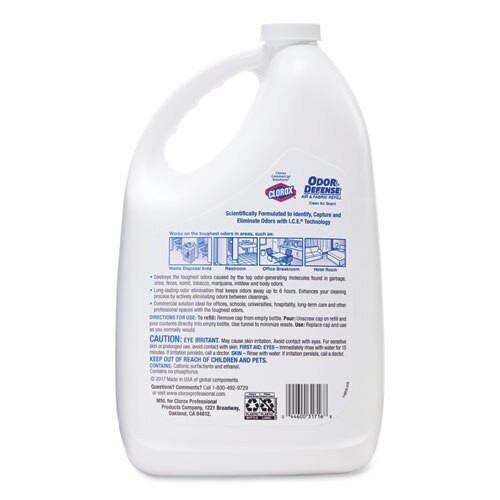 Commercial Solutions Odor Defense Air/fabric Spray, Clean Air Scent, 1 Gal Bottle