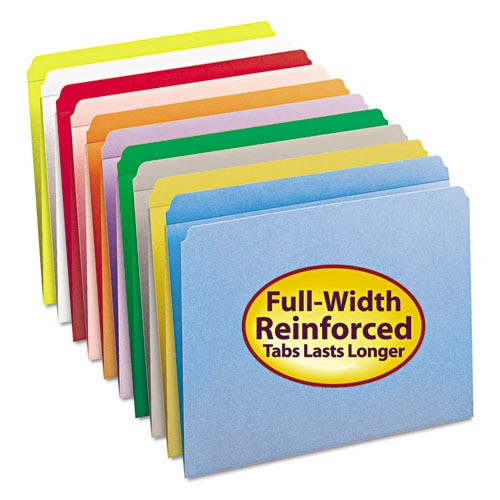 Reinforced Top Tab Colored File Folders, Straight Tab, Letter Size, Blue, 100/box Reinforced Top Tab Colored File Folders, Straight Tab, Letter Size, Blue, 100/box