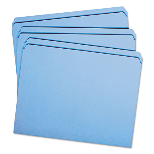 Reinforced Top Tab Colored File Folders, Straight Tab, Letter Size, Blue, 100/box Reinforced Top Tab Colored File Folders, Straight Tab, Letter Size, Blue, 100/box