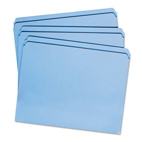 Reinforced Top Tab Colored File Folders, Straight Tab, Letter Size, Blue, 100/box Reinforced Top Tab Colored File Folders, Straight Tab, Letter Size, Blue, 100/box