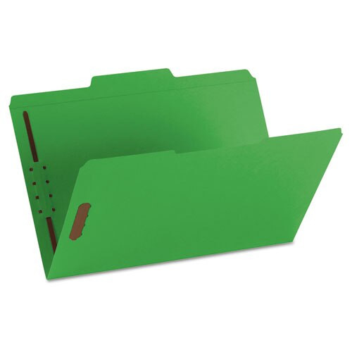 Top Tab Colored 2-fastener Folders, 1/3-cut Tabs, Legal Size, Green, 50/box