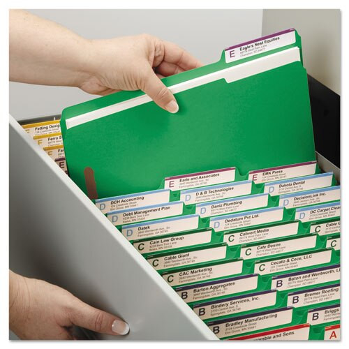 Top Tab Colored 2-fastener Folders, 1/3-cut Tabs, Legal Size, Green, 50/box Top Tab Colored 2-fastener Folders, 1/3-cut Tabs, Legal Size, Green, 50/box