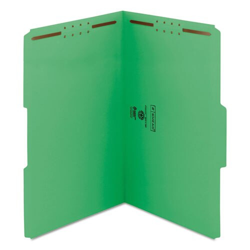 Top Tab Colored 2-fastener Folders, 1/3-cut Tabs, Legal Size, Green, 50/box Top Tab Colored 2-fastener Folders, 1/3-cut Tabs, Legal Size, Green, 50/box