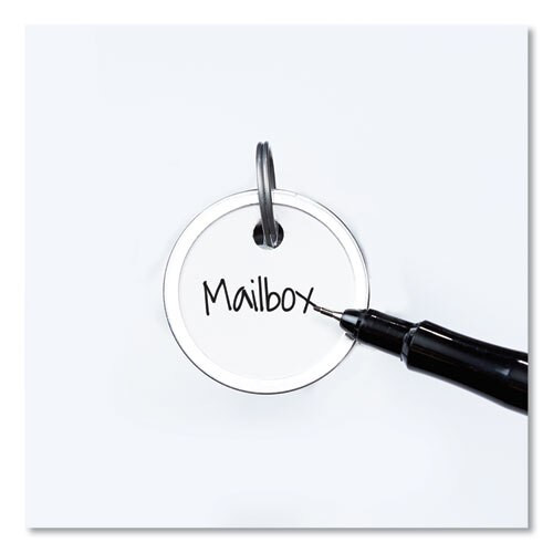 Key Tags With Split Ring, 1 1/4 Dia, White, 50/pack Key Tags With Split Ring, 1 1/4 Dia, White, 50/pack