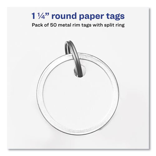 Key Tags With Split Ring, 1 1/4 Dia, White, 50/pack Key Tags With Split Ring, 1 1/4 Dia, White, 50/pack