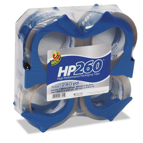 Hp260 Packaging Tape With Dispenser, 1.5" Core, 1.88" X 22.2 Yds, Clear