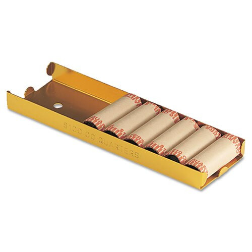 Rolled Coin Aluminum Tray W/denomination & Quantity Etched On Side, Orange Rolled Coin Aluminum Tray W/denomination & Quantity Etched On Side, Orange