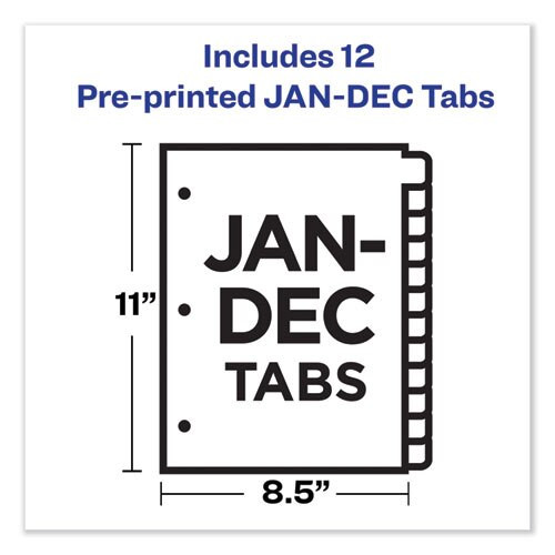 Durable Preprinted Plastic Tab Dividers, 12-tab, Jan. To Dec., 11 X 8.5, Assorted, 1 Set Durable Preprinted Plastic Tab Dividers, 12-tab, Jan. To Dec., 11 X 8.5, Assorted, 1 Set