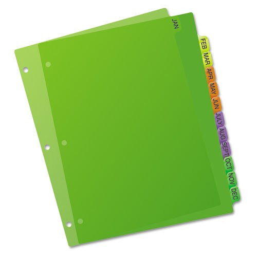 Durable Preprinted Plastic Tab Dividers, 12-tab, Jan. To Dec., 11 X 8.5, Assorted, 1 Set Durable Preprinted Plastic Tab Dividers, 12-tab, Jan. To Dec., 11 X 8.5, Assorted, 1 Set