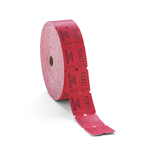 Consecutively Numbered Double Ticket Roll, Red, 2000 Tickets/roll Consecutively Numbered Double Ticket Roll, Red, 2000 Tickets/roll