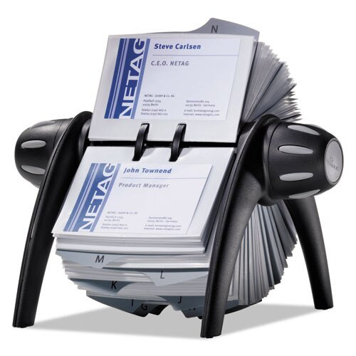 Visifix Flip Rotary Business Card File, Holds 400 4 1/8 X 2 7/8 Cards, Black/sr Visifix Flip Rotary Business Card File, Holds 400 4 1/8 X 2 7/8 Cards, Black/sr