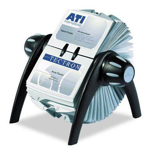 Visifix Flip Rotary Business Card File, Holds 400 4 1/8 X 2 7/8 Cards, Black/sr Visifix Flip Rotary Business Card File, Holds 400 4 1/8 X 2 7/8 Cards, Black/sr