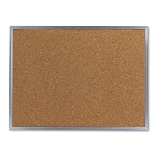 Bulletin Board, Natural Cork, 36 X 24, Satin-finished Aluminum Frame