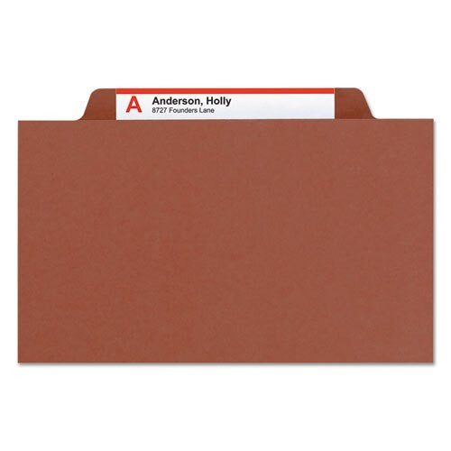 Pressboard Classification Folders With Safeshield Coated Fasteners, 2/5 Cut, 1 Divider, Legal Size, Red, 10/box Pressboard Classification Folders With Safeshield Coated Fasteners, 2/5 Cut, 1 Divider, Legal Size, Red, 10/box