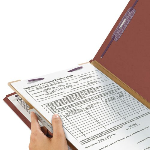 Pressboard Classification Folders With Safeshield Coated Fasteners, 2/5 Cut, 1 Divider, Legal Size, Red, 10/box Pressboard Classification Folders With Safeshield Coated Fasteners, 2/5 Cut, 1 Divider, Legal Size, Red, 10/box