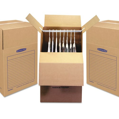 Smoothmove Wardrobe Box, Regular Slotted Container (rsc), 24" X 24" X 40", Brown Kraft/blue, 3/carton Smoothmove Wardrobe Box, Regular Slotted Container (rsc), 24" X 24" X 40", Brown Kraft/blue, 3/carton