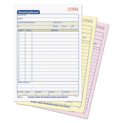 Receiving Record Book, 5 9/16 X 7 15/16, Three-part Carbonless, 50 Sets/book Receiving Record Book, 5 9/16 X 7 15/16, Three-part Carbonless, 50 Sets/book