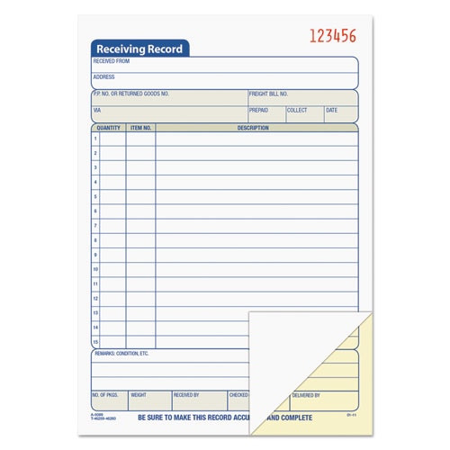 Receiving Record Book, 5 9/16 X 7 15/16, Three-part Carbonless, 50 Sets/book Receiving Record Book, 5 9/16 X 7 15/16, Three-part Carbonless, 50 Sets/book