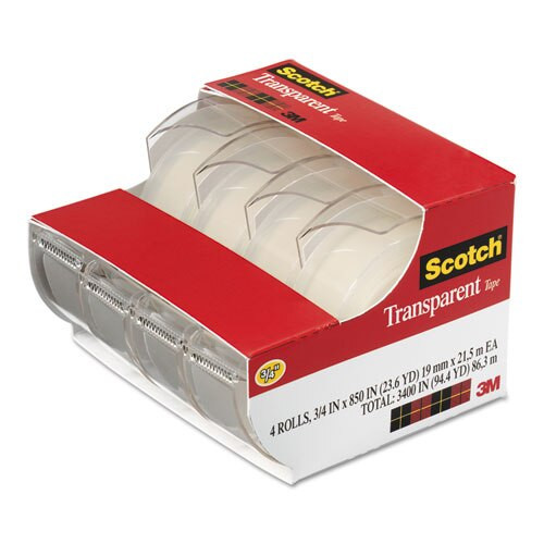 Transparent Tape In Handheld Dispenser, 1" Core, 0.75" X 70.83 Ft, Transparent, 4/pack Transparent Tape In Handheld Dispenser, 1" Core, 0.75" X 70.83 Ft, Transparent, 4/pack