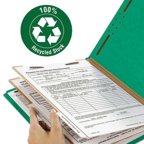 100% Recycled Pressboard Classification Folders, 2 Dividers, Letter Size, Green, 10/box 100% Recycled Pressboard Classification Folders, 2 Dividers, Letter Size, Green, 10/box