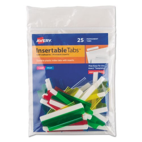 Insertable Index Tabs With Printable Inserts, 1/5-cut Tabs, Clear, 2" Wide, 25/pack Insertable Index Tabs With Printable Inserts, 1/5-cut Tabs, Clear, 2" Wide, 25/pack