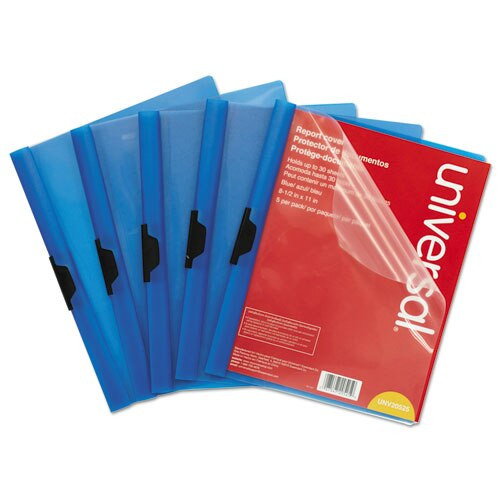 Plastic Report Cover W/clip, Letter, Holds 30 Pages, Clear/blue, 5/pk Plastic Report Cover W/clip, Letter, Holds 30 Pages, Clear/blue, 5/pk