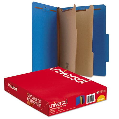 Bright Colored Pressboard Classification Folders, 2 Dividers, Letter Size, Cobalt Blue Cover, 10/box Bright Colored Pressboard Classification Folders, 2 Dividers, Letter Size, Cobalt Blue Cover, 10/box