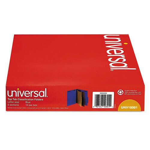 Bright Colored Pressboard Classification Folders, 2 Dividers, Letter Size, Cobalt Blue Cover, 10/box Bright Colored Pressboard Classification Folders, 2 Dividers, Letter Size, Cobalt Blue Cover, 10/box