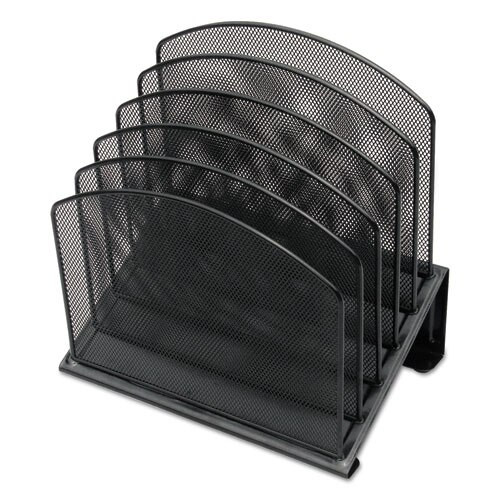 Metal Mesh Tiered File Sorter, 5 Sections, Letter To Legal Size Files, 11.25" X 7.5" X 11.25", Black Metal Mesh Tiered File Sorter, 5 Sections, Letter To Legal Size Files, 11.25" X 7.5" X 11.25", Black