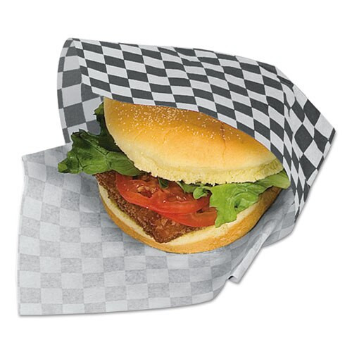 Grease-resistant Paper Wraps And Liners, 12 X 12, Black Check, 1000/box, 5 Boxes/carton Grease-resistant Paper Wraps And Liners, 12 X 12, Black Check, 1000/box, 5 Boxes/carton