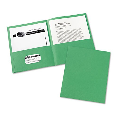 Two-pocket Folder, 40-sheet Capacity, Green, 25/box Two-pocket Folder, 40-sheet Capacity, Green, 25/box