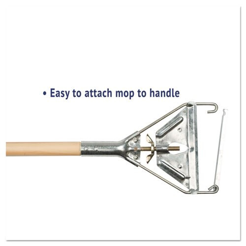 Quick Change Metal Head Mop Handle For No. 20 & Up Heads, 54in Wood Handle Quick Change Metal Head Mop Handle For No. 20 & Up Heads, 54in Wood Handle