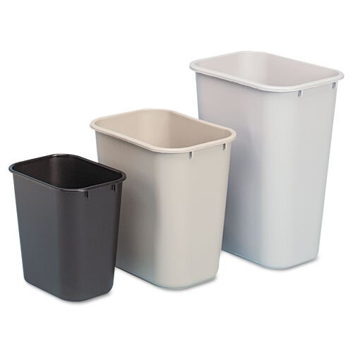 Deskside Plastic Wastebasket, Rectangular, 3.5 Gal, Gray Deskside Plastic Wastebasket, Rectangular, 3.5 Gal, Gray