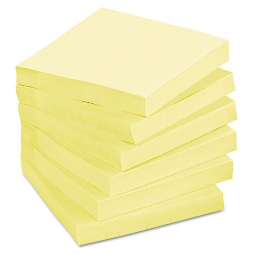 Recycled Note Pads, 3 X 3, Canary Yellow, 100-sheet, 12/pack