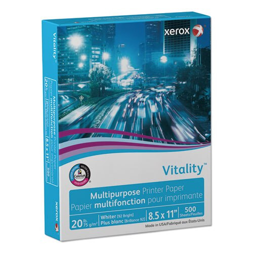 Vitality Multipurpose Print Paper, 92 Bright, 20lb, 8.5 X 11, White, 500 Sheets/ream, 10 Reams/carton Vitality Multipurpose Print Paper, 92 Bright, 20lb, 8.5 X 11, White, 500 Sheets/ream, 10 Reams/carton