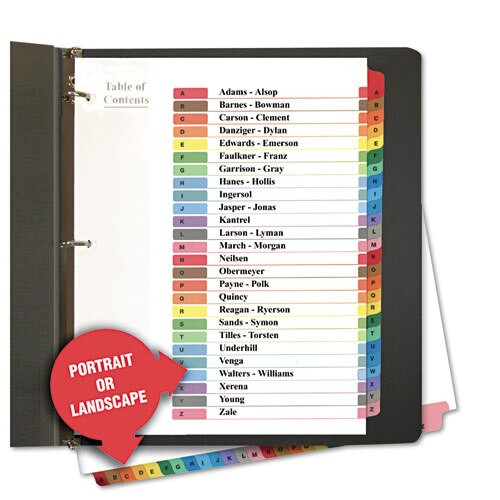 Deluxe Table Of Contents Dividers For Printers, 26-tab, A To Z, 11 X 8.5, White, 1 Set Deluxe Table Of Contents Dividers For Printers, 26-tab, A To Z, 11 X 8.5, White, 1 Set