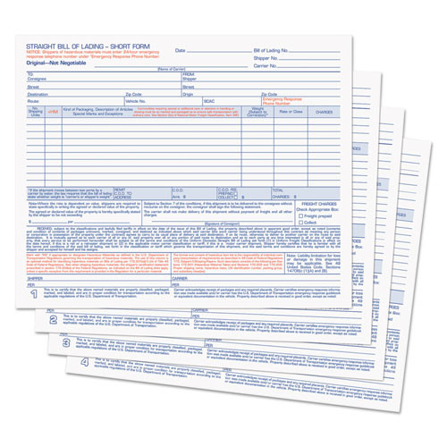 Hazardous Material Short Form, 8 1/2 X 7, Four-part Carbonless, 50 Forms Hazardous Material Short Form, 8 1/2 X 7, Four-part Carbonless, 50 Forms