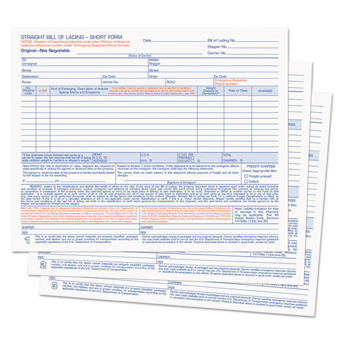 Hazardous Material Short Form, 7 X 8 1/2, Three-part Carbonless, 50 Forms