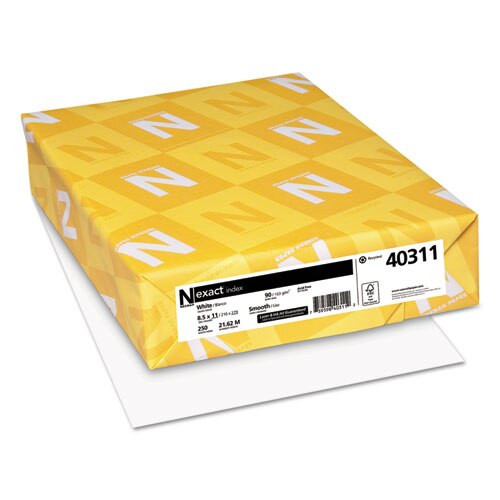 Exact Index Card Stock, 94 Bright, 90lb, 8.5 X 11, White, 250/pack Exact Index Card Stock, 94 Bright, 90lb, 8.5 X 11, White, 250/pack