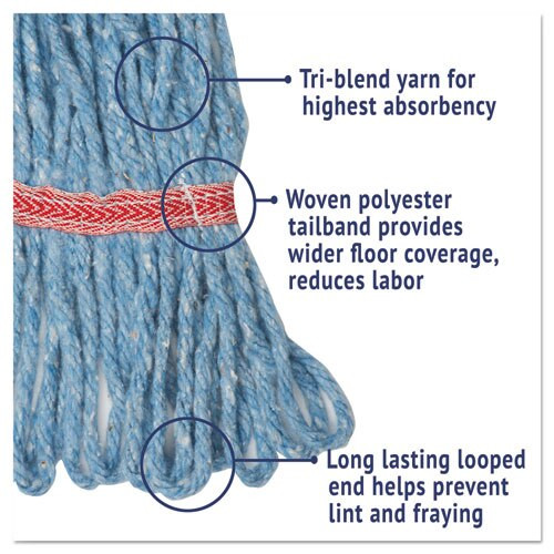 Super Loop Wet Mop Head, Cotton/synthetic Fiber, 5" Headband, Large Size, Blue Super Loop Wet Mop Head, Cotton/synthetic Fiber, 5" Headband, Large Size, Blue