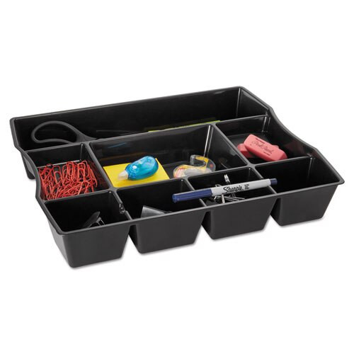 Nine-compartment Deep Drawer Organizer, Plastic, 14 7/8 X 11 7/8 X 2 1/2, Black Nine-compartment Deep Drawer Organizer, Plastic, 14 7/8 X 11 7/8 X 2 1/2, Black