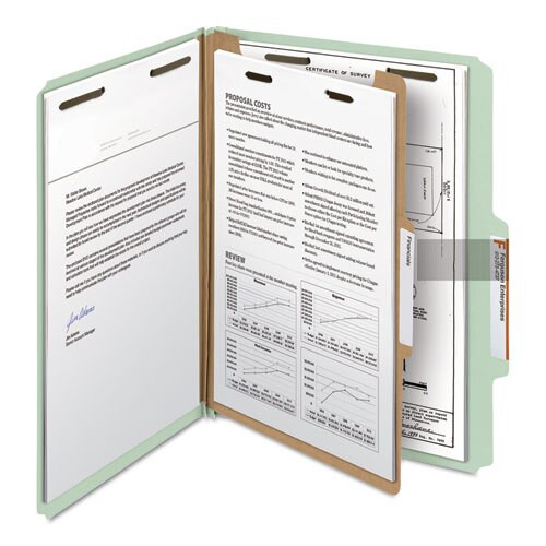 100% Recycled Pressboard Classification Folders, 1 Divider, Letter Size, Gray-green, 10/box 100% Recycled Pressboard Classification Folders, 1 Divider, Letter Size, Gray-green, 10/box