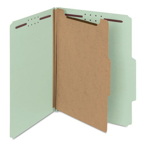 100% Recycled Pressboard Classification Folders, 1 Divider, Letter Size, Gray-green, 10/box 100% Recycled Pressboard Classification Folders, 1 Divider, Letter Size, Gray-green, 10/box